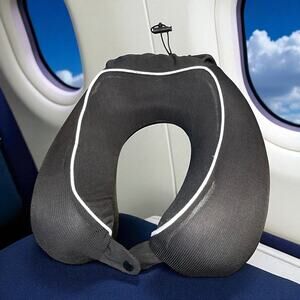 G Force Memory Foam Travel Neck Pillow Black Washable Cover with Storage Bag